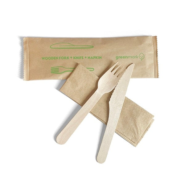 Wooden Fork, Knife and Napkin 500pcs (1)